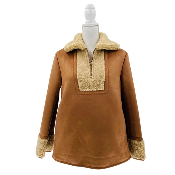 Tuckernuck | NEW Stella Camel Shearling 1/4 Zip Sherpa Jacket Size XS - Picture 5 of 15